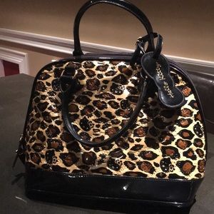 Leopard hello kitty structured bag